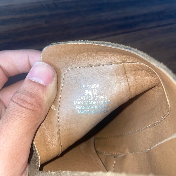 Olive taupe suede leather booties ankle boots heels - Picture 8 of 12